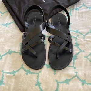 Saint Laurent black leather sandals sz 43 - 11 1/2
